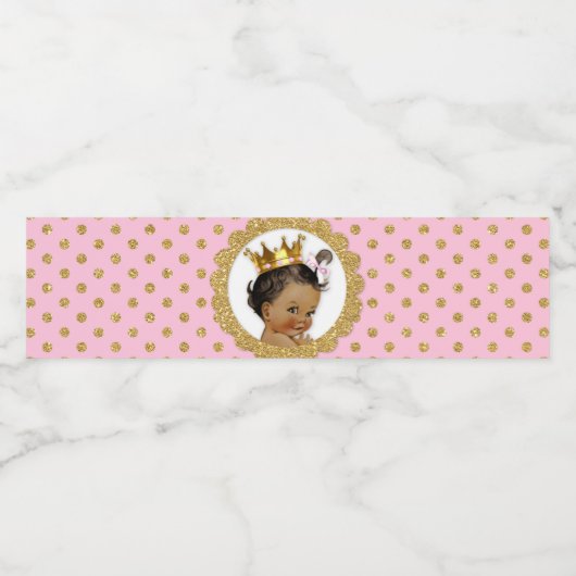 Prinses Afrikaans Amerikaans Kroon Goud Roze Waterfles Etiket (Enkel label)