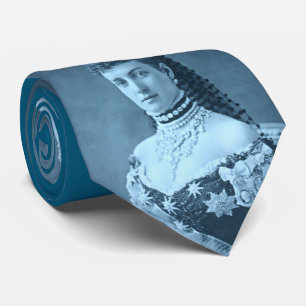 prinses Alexandra van Denemarken, blauw gedrukt Stropdas