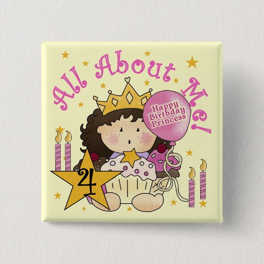 Prinses Alles Over Mij 4e Verjaardag Tshirts Vierkante Button 5,1 Cm (Voorkant)