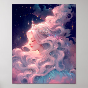 Prinses anime meisje gemaakt van sterren poster