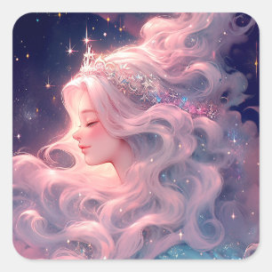 Prinses anime meisje gemaakt van sterren vierkante sticker