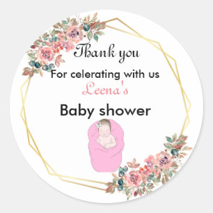 Prinses Baby shower bedankt Ronde Sticker