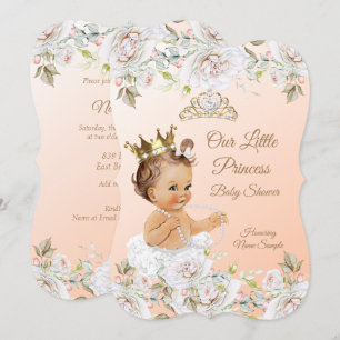 Prinses Baby Shower Koraal Perzik Wit Kaart