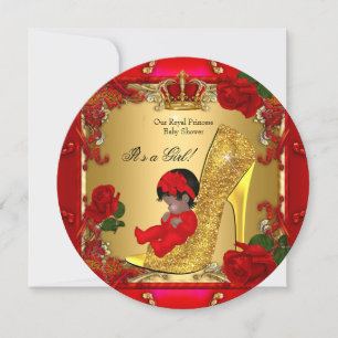 Prinses Baby Shower Meisje Goud Rode Roos Hi Hiel Kaart