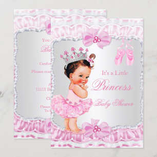 Prinses Baby Shower Meisje Roze Ballerina Bruinhar Kaart