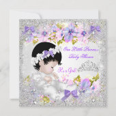 Prinses Baby Shower Meisje Roze Paars Sneeuwvlok Kaart (Voorkant)