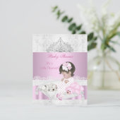 Prinses Baby Shower Meisje Tiara Kant Kaart (Staand voorkant)