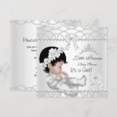 Prinses Baby Shower Meisje Zilver Witte Tiara Kaart (Voorkant / Achterkant)