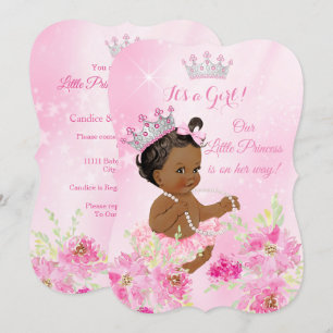 Prinses Baby Shower Roze bloementuut Etnisch Kaart