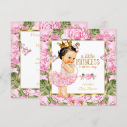 Prinses Baby Shower Roze Goud Roos Bloemig Kaart