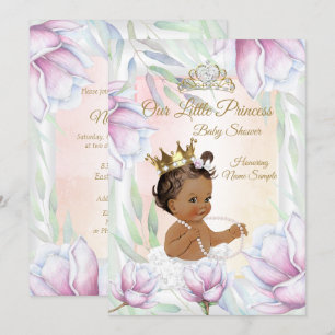 Prinses Baby Shower Roze Lilac Bloemen Ethnisch Kaart