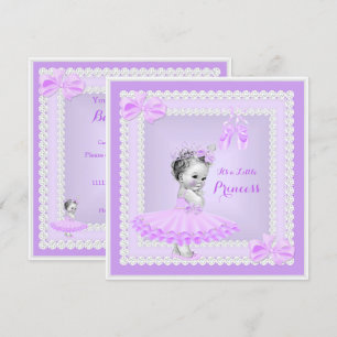 Prinses Baby Shower Schattig Meisje Paarse Balleri Kaart
