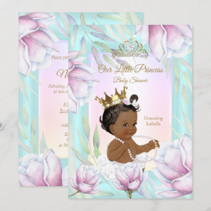 Prinses Baby Shower Turquoise Roze Lila Bloemmotie Kaart