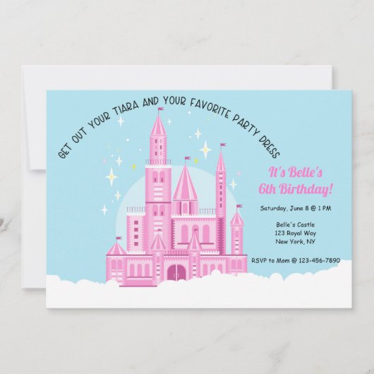 Prinses Bal Verjaardagsfeestuitnodiging Kaart (Voorkant)