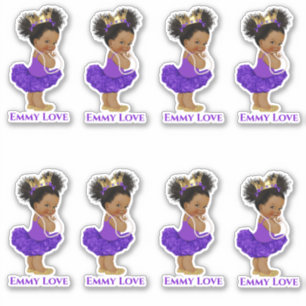Prinses Ballerina Baby Meisje Paarse Tutu Kroon Sticker