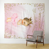Prinses Ballerina Baby Shower Achtergrond Bruin Wandkleed (In Situ (horizontaal))