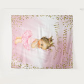 Prinses Ballerina Baby Shower Achtergrond Bruin Wandkleed (Voorkant (horizontaal))