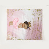 Prinses Ballerina Baby shower Achtergrond Etnisch Wandkleed (Voorkant (horizontaal))
