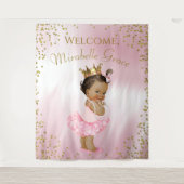 Prinses Ballerina Baby shower Achtergrond Etnisch Wandkleed (Voorkant)