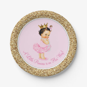 Prinses Ballerina Roze Goud Baby Shower Papieren Bordje