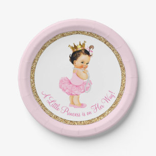 Prinses Ballerina Roze Goud Baby Shower Papieren Bordje