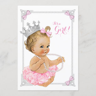 Prinses Ballerina Roze Tutu Strik Parels Baby Show Kaart