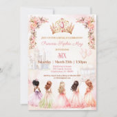 Prinses Belofte Kroon Roze Bloem Meisje Verjaardag Kaart (Voorkant)