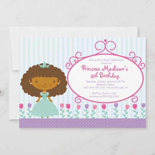  Prinses Birthday Party Invitation Paars Kaart (Voorkant)