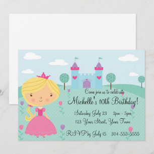 prinses Birthday Party Kaart
