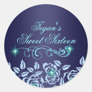 Prinses Blue Rose Sweet 16 Envelope Sticker