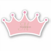 Prinses Blush Roze Gouden Kroon Tiara Monogram Sticker (Voorkant)