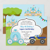 Prinses Carriage & Monster Truck Joint Verjaardag Kaart (Voorkant / Achterkant)