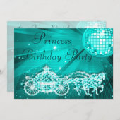 Prinses Coach, Paarden & Disco Bal Verjaardag Kaart (Voorkant / Achterkant)