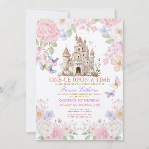 Prinses EEN-KEER een verjaardags Kasteel Bloemen Kaart
