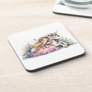 Prinses Eenhoorn Pastel Sprookje Fantasie Bier Onderzetter
