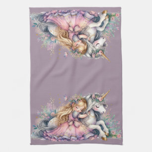 Prinses Eenhoorn Pastel Sprookje Fantasie Lavendel Theedoek