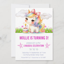 Prinses Eenhoorn Verjaardagsfeest Kaart