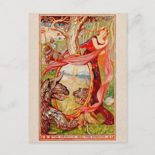 Prinses en de draak geïllustreerd briefkaart (Voorkant)