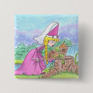 Prinses en de pad vierkante button 5,1 cm