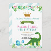 Prinses en dinosaurus uitnodiging (Voorkant / Achterkant)