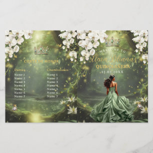 Prinses en kikker Salie Groene Quinceanera-program