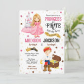 Prinses en Piraat Kinderen Broers en Zusters Gezam Kaart (Staand voorkant)