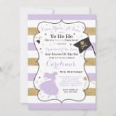 Prinses en piraat verjaardagsuitnodiging kaart (Voorkant)