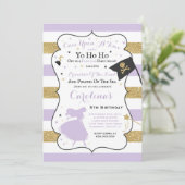 Prinses en piraat verjaardagsuitnodiging kaart (Staand voorkant)