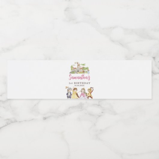 Prinses en Ridders Verjaardag Waterfles Etiket (Enkel label)