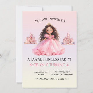 Prinses Feest Uitnodiging Roze Verjaardagsuitnodig