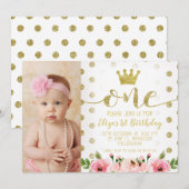 Prinses Foto 1e Verjaardag Uitnodiging (Voorkant / Achterkant)