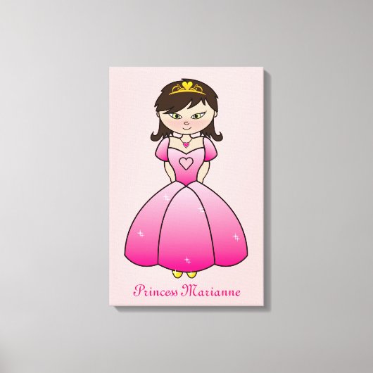 Prinses Gepersonaliseerde Meisjes Kamer Canvas Wal Afdruk (Voorkant)