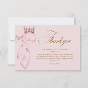Prinses Goud Roze Meisje Baby Shower Bedankkaart