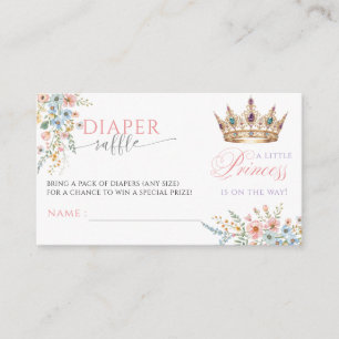 Prinses Gouden Kroon Baby Shower Luier Raffle Informatiekaartje
